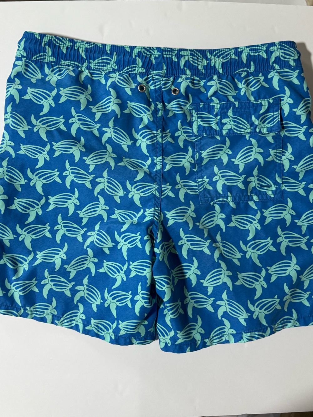 Tom & Teddy Blue Swim Trunks with Blue and Green Turtle Print - Picture 3 of 5